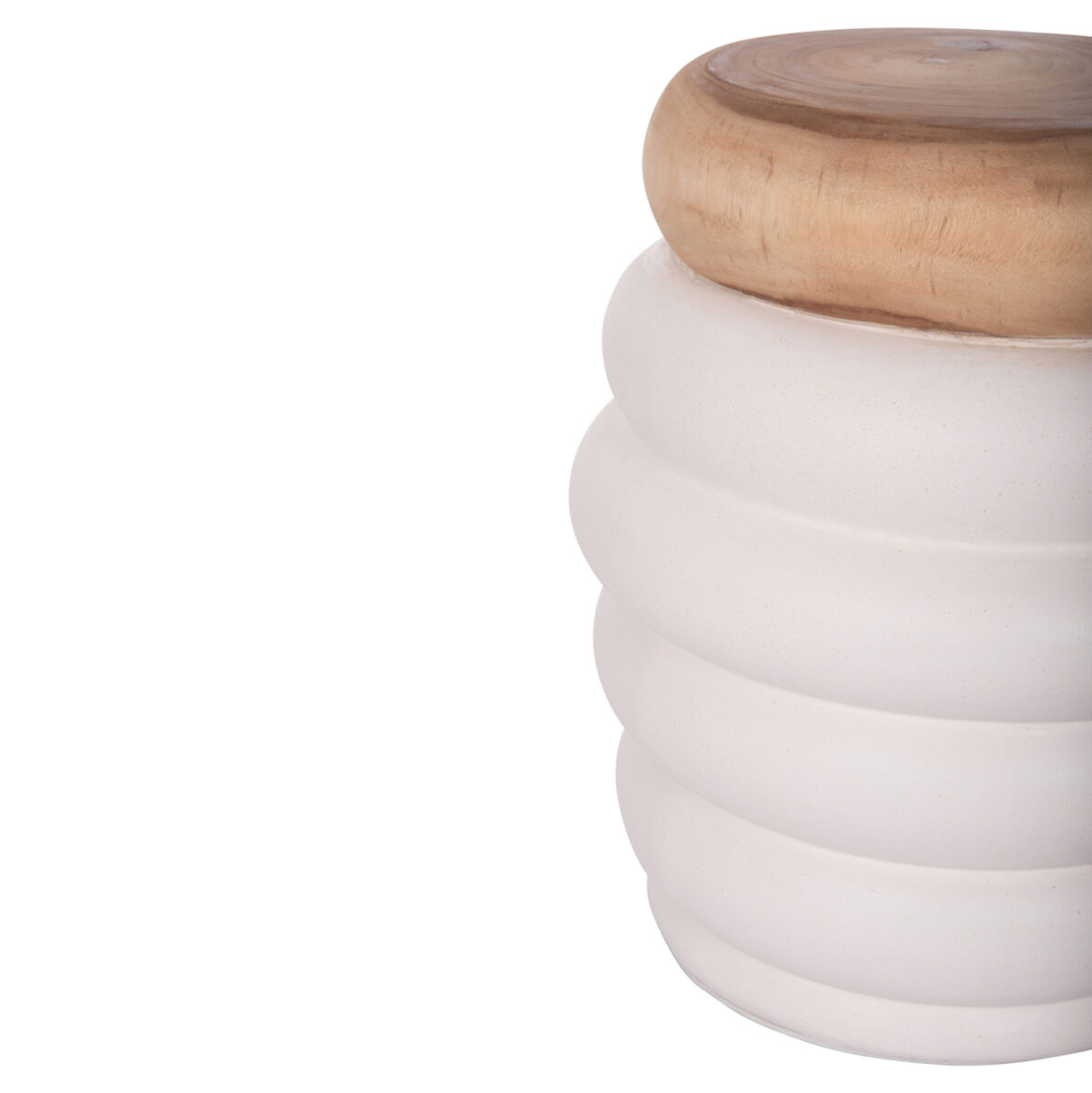 ΣΚΑΜΠΟ PUFFAT LH10.18172.02 FIBER CEMENT ΛΕΥΚΟ- ΞΥΛΟ TEAK TOP Φ45x46Υεκ. - Image 3