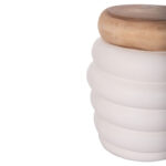 ΣΚΑΜΠΟ PUFFAT LH10.18172.02 FIBER CEMENT ΛΕΥΚΟ- ΞΥΛΟ TEAK TOP Φ45x46Υεκ. - Image 3