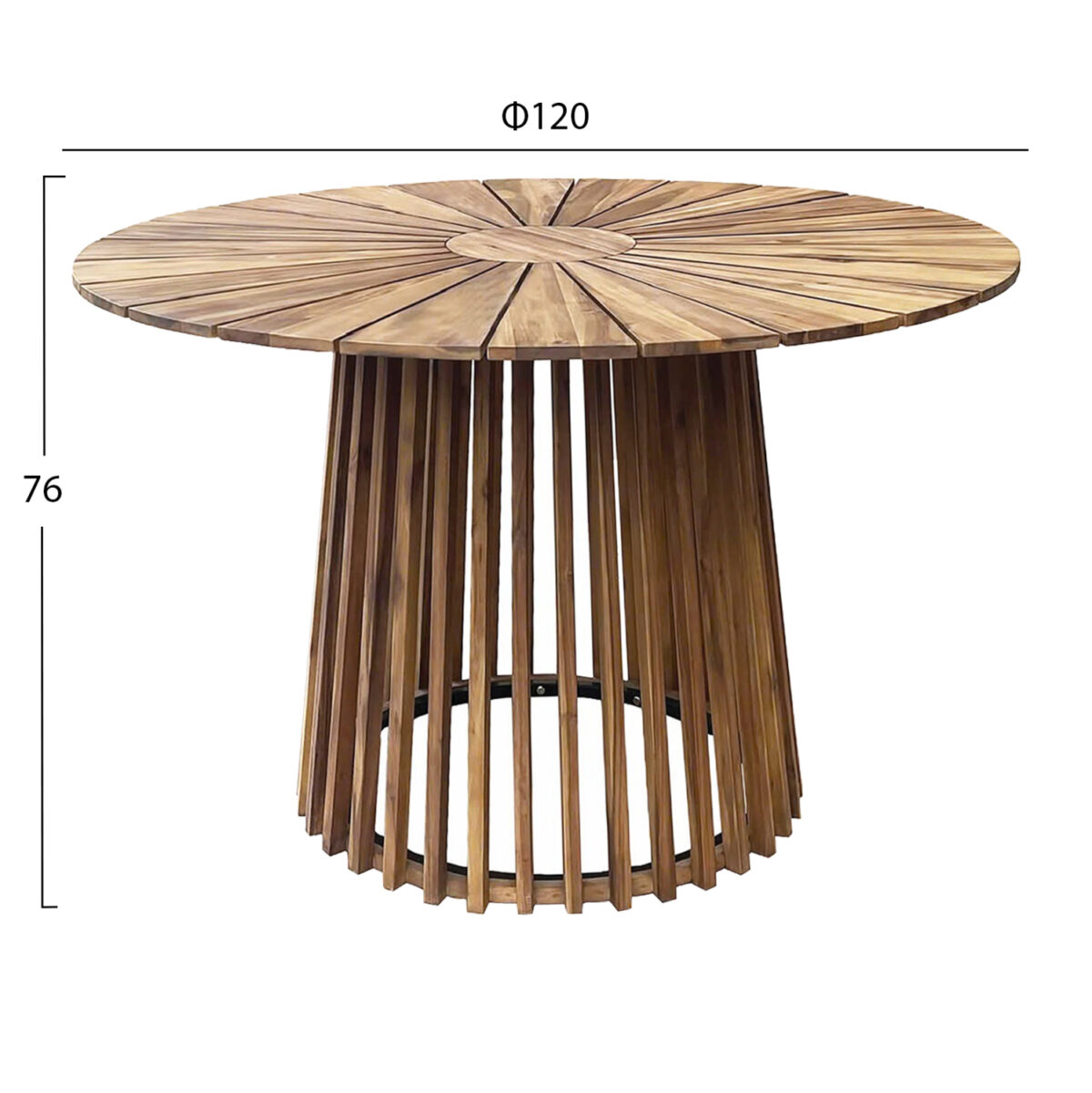 ΤΡΑΠΕΖΙ ΤΡΑΠΕΖΑΡΙΑΣ ΕΞ.ΧΩΡΟΥ CRISTOBAL LH10.6234 ΞΥΛΟ ΑΚΑΚΙΑΣ-ΜΕΤΑΛΛΟ Φ120x76Υεκ - Image 2