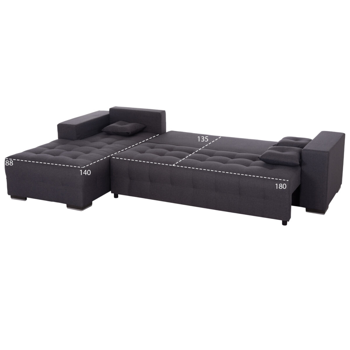 ΓΩΝΙΑΚΟΣ ΚΑΝΑΠΕΣ-ΚΡΕΒΑΤΙ ΜΕ ΑΠΟΘ.ΧΩΡΟ TRENDSTON LH10.3302.01L ΓΚΡΙ ΥΦΑΣΜΑ 298x177x95Υεκ - Image 3