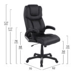 ΚΑΡΕΚΛΑ ΓΡΑΦΕΙΟΥ THORIN LH10.1050.01 ΜΕ MASSAGE ΜΑΥΡΗ  62x70x127Y εκ. - Image 2