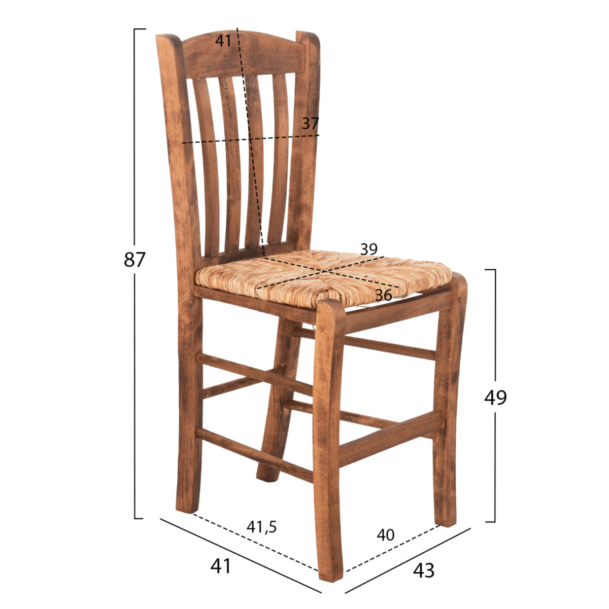 ΚΑΡΕΚΛΑ ΚΑΦΕΝΕΙΟΥ MONTE LH10.10383.01 ΞΥΛΟ ΟΞΙΑΣ ΣΕ ΚΑΡΥΔΙ-ΨΑΘΑ SEAGRASS 43x41x87Υεκ. - Image 2