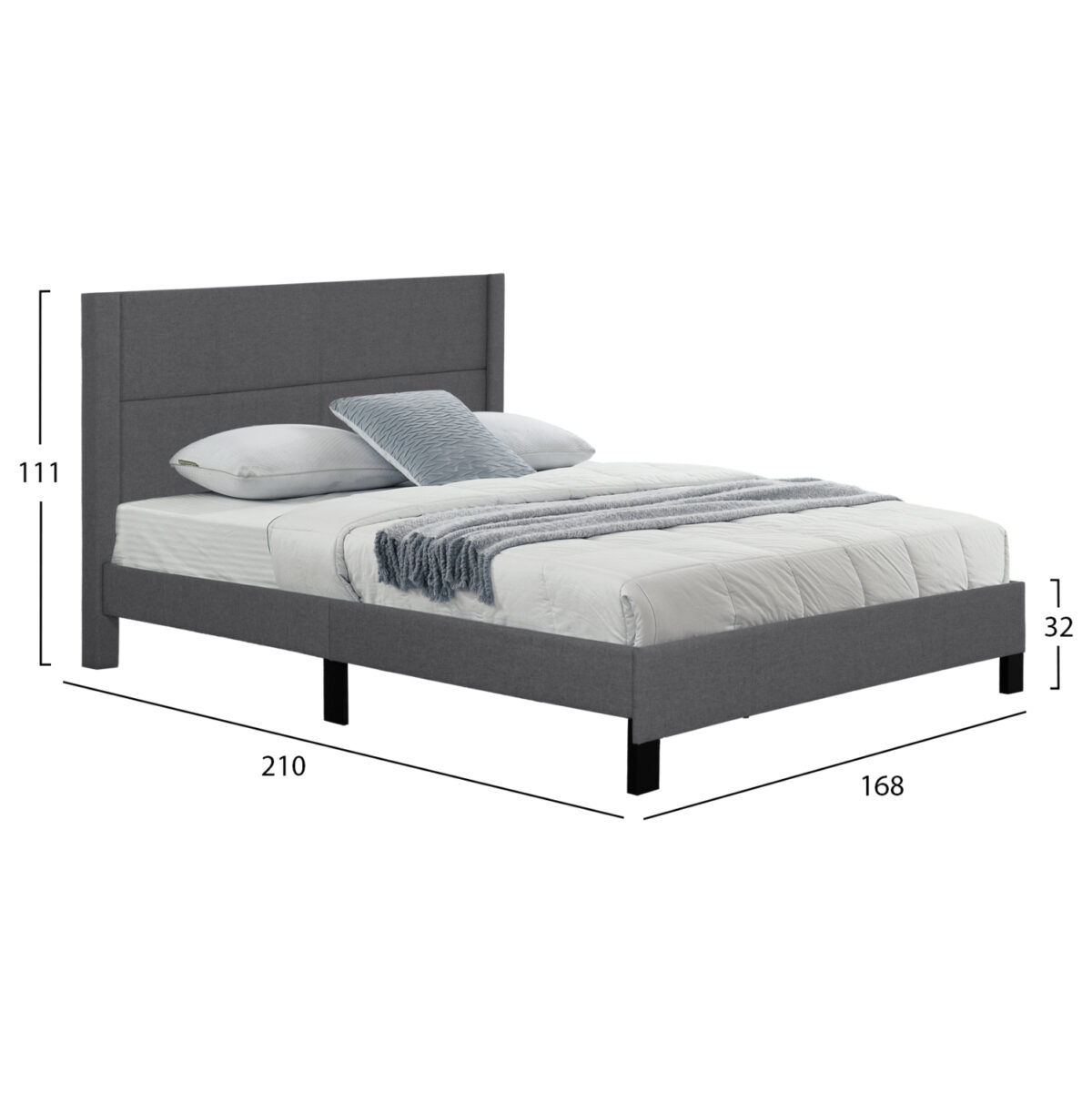 ΚΡΕΒΑΤΙ TRILLOP LH10.666.12 ΓΚΡΙ ΥΦΑΣΜΑ ΓΙΑ ΣΤΡΩΜΑ 160X200εκ. - Image 2