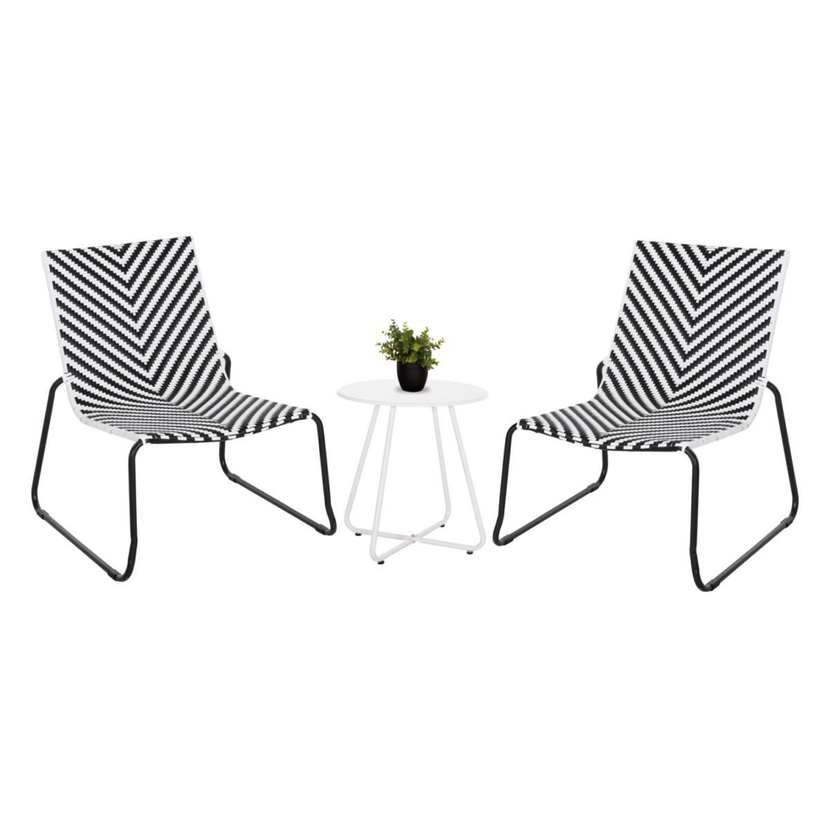 ΣΕΤ LOUNGE 3TMX ΕΞ.ΧΩΡΟΥ PONY LH10.21193.02 ΜΕΤΑΛΛΟ ΚΑΙ ΣΥΝΘ.RATTAN ΣΕ ΛΕΥΚΟ-ΜΑΥΡΟ - Image 1