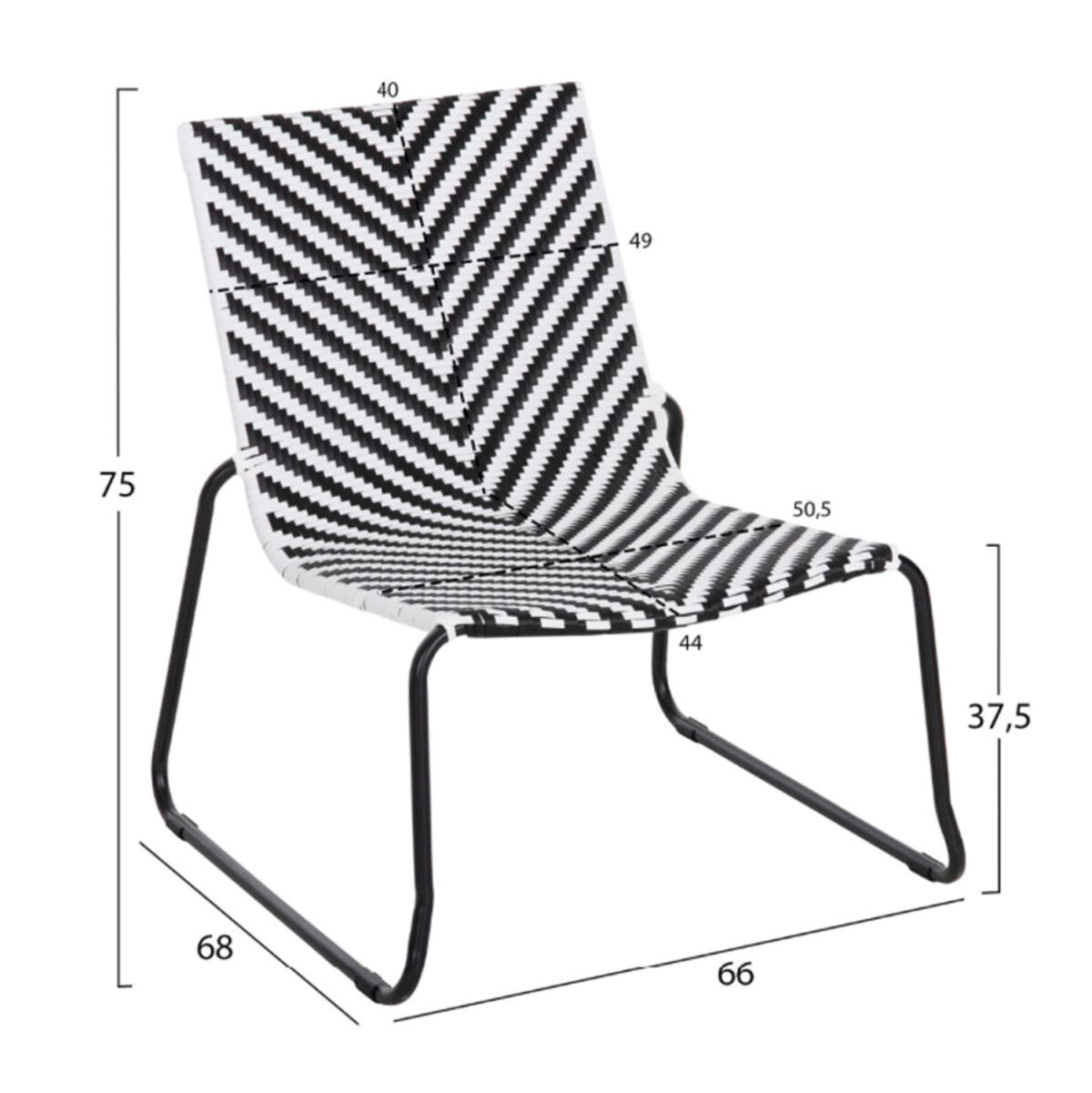 ΣΕΤ LOUNGE 3TMX ΕΞ.ΧΩΡΟΥ PONY LH10.21193.02 ΜΕΤΑΛΛΟ ΚΑΙ ΣΥΝΘ.RATTAN ΣΕ ΛΕΥΚΟ-ΜΑΥΡΟ - Image 3