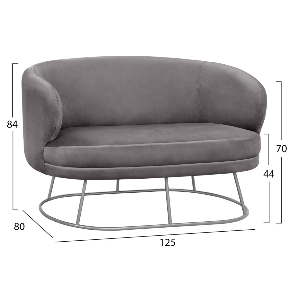 ΣΕΤ ΣΑΛΟΝΙ 2ΘΕΣΙΟΣ & 2 ΠΟΛΥΘΡΟΝΕΣ ARIEN ΓΚΡΙ ΒΕΛΟΥΔΟ ΑΣΗΜΙ ΒΑΣΗ LH10.11051.01 - Image 2