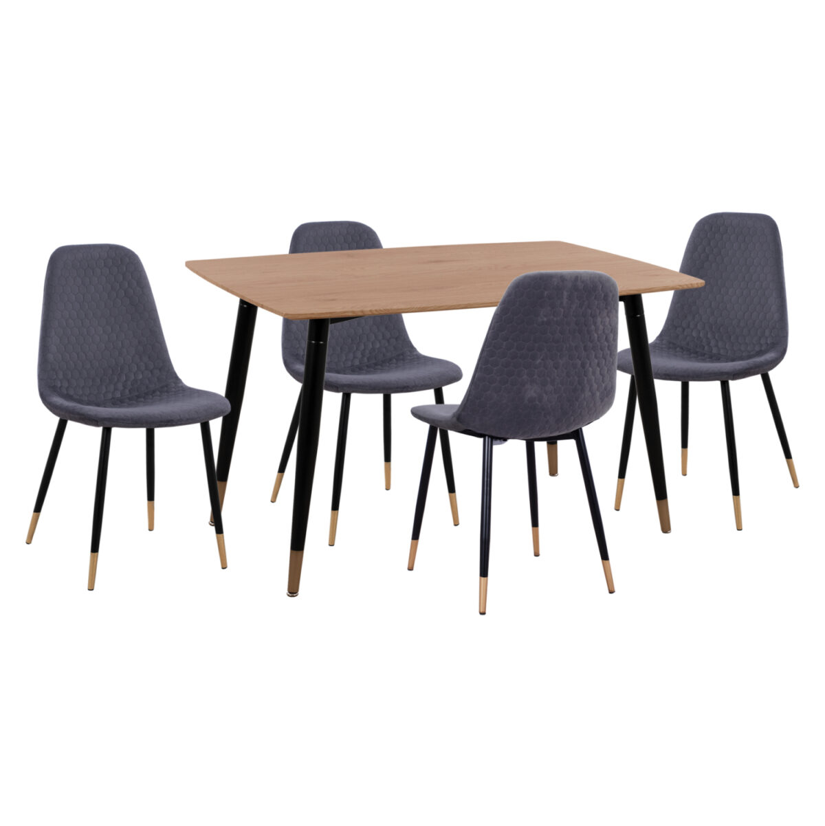ΣΕΤ ΤΡΑΠΕΖΑΡΙΑΣ 5ΤΜΧ ALIZA LH10.11196.01 MDF TOP-ΒΕΛΟΥΔΟ ΓΚΡΙ & ΜΕΤΑΛΛΟ ΜΑΥΡΟ - Image 1