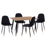 ΣΕΤ ΤΡΑΠΕΖΑΡΙΑΣ 5ΤΜΧ ALIZA LH10.11196.09 MDF TOP-ΒΕΛΟΥΔΟ & ΜΕΤΑΛΛΟ ΣΕ ΜΑΥΡΟ