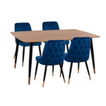 ΣΕΤ ΤΡΑΠΕΖΑΡΙΑΣ 5ΤΜΧ JOLIE LH10.11198.08 MDF TOP-ΒΕΛΟΥΔΟ ΜΠΛΕ & ΜΕΤΑΛΛΟ ΜΑΥΡΟ