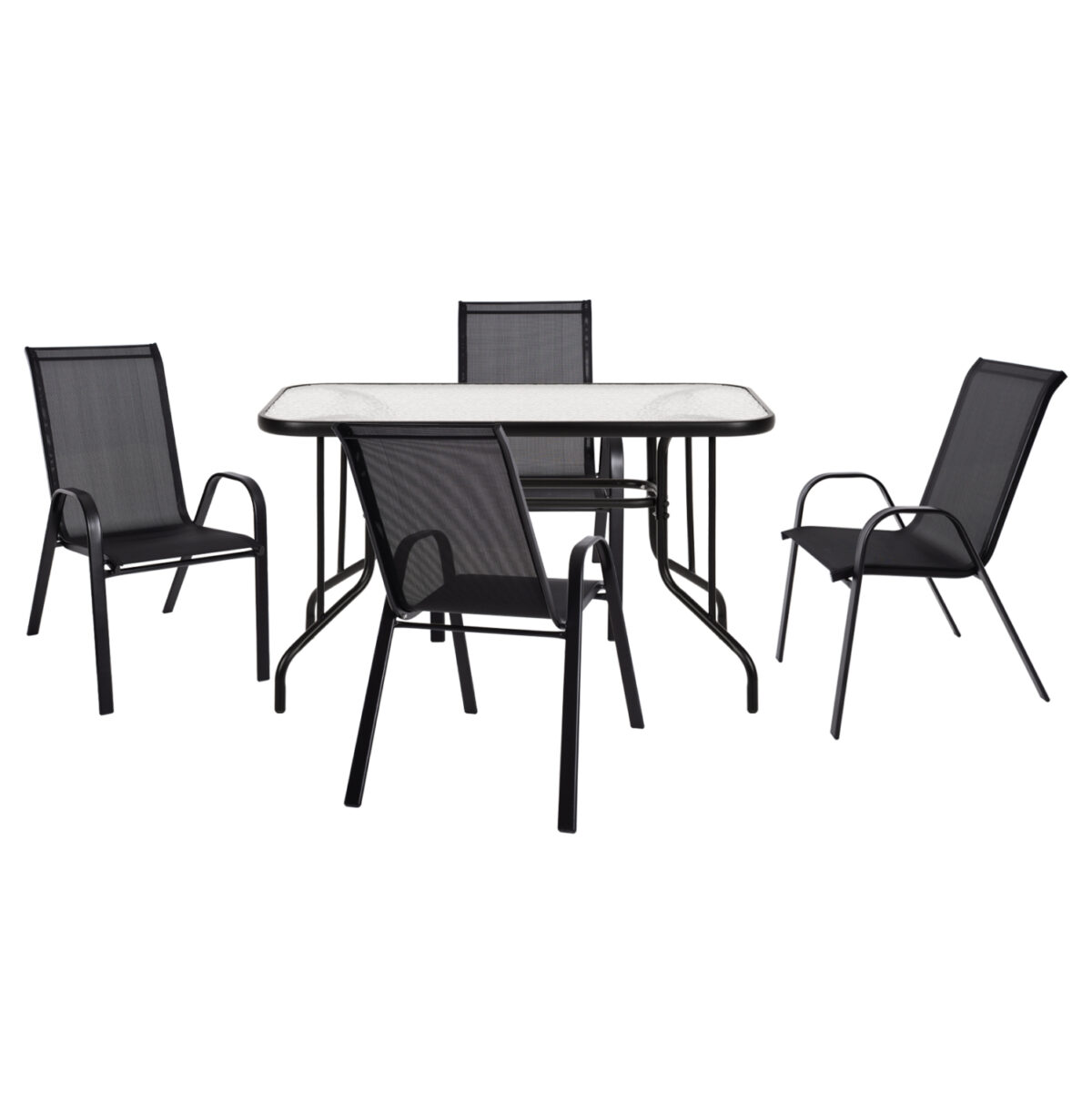 set-trapezarias-exchoroy-fb9519313-trape ΣΕΤ ΤΡΑΠΕΖΑΡΙΑΣ 5ΤΜΧ LH10.5193.13 ΜΕΤΑΛΛΙΚO ΜΕ 4 ΚΑΡΕΚΛΕΣ & ΤΡΑΠΕΖΙ 110x60 ΜΑΥΡΟ - Image 1