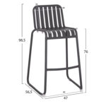 ΣΚΑΜΠΟ ΜΠΑΡ ΑΛΟΥΜΙΝΙΟΥ RACHEL LH10.6341.01 ΓΚΡΙ 47x56,5x98,5Υεκ. - Image 2