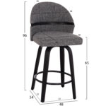 ΣΚΑΜΠΟ ΜΠΑΡ ΠΕΡΙΣΤΡΕΦΟΜΕΝΟ DEKKER LH10.18250.03 PLYWOOD ΜΑΥΡΟ--ΥΦΑΣΜΑ ΓΚΡΙ 48x54x96Υεκ. - Image 2