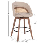 ΣΚΑΜΠΟ ΜΠΑΡ ΠΕΡΙΣΤΡΕΦΟΜΕΝΟ RIKI LH10.18253.01 ΞΥΛΟ--ΜΠΕΖ ΥΦΑΣΜΑ 51x53x94Υεκ. - Image 2