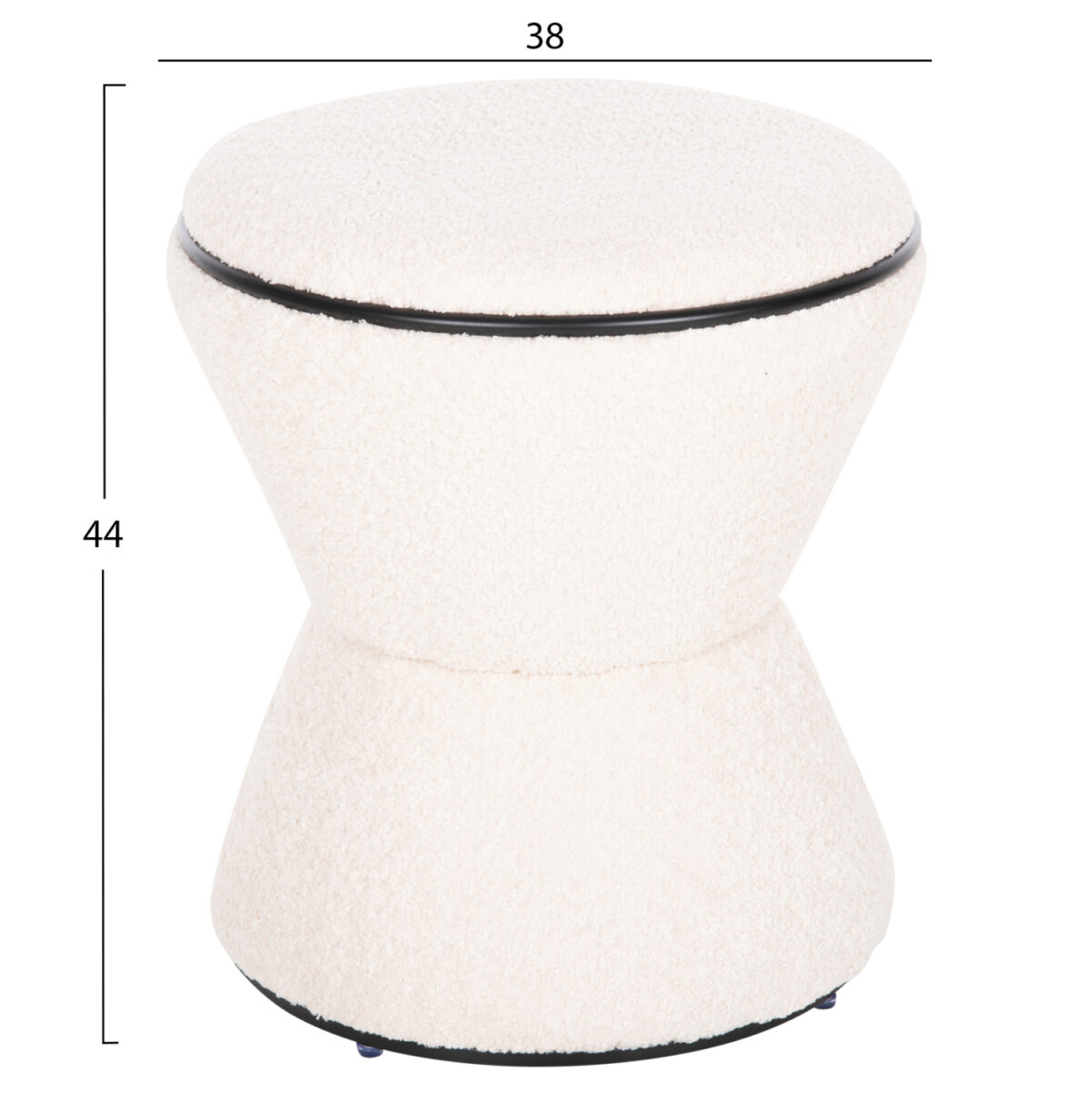 ΣΚΑΜΠΟ ΣΤΡΟΓΓΥΛΟ LINNER LH10.9604.06 ΜΠΟΥΚΛΕ ΥΦΑΣΜΑ ΕΚΡΟΥ-ΜΑΥΡΗ ΛΕΠΤΟΜΕΡΕΙΑ Φ38x44 εκ. - Image 2