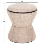 ΣΚΑΜΠΟ ΣΤΡΟΓΓΥΛΟ LINNER LH10.9604.08 ΜΠΟΥΚΛΕ ΥΦΑΣΜΑ ΜΠΕΖ-ΜΑΥΡΗ ΛΕΠΤΟΜΕΡΕΙΑ Φ38x44 εκ. - Image 2