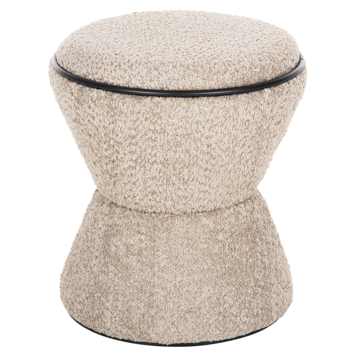 skampo-stroggylo-fb9960408-mpoykle-yfasm ΣΚΑΜΠΟ ΣΤΡΟΓΓΥΛΟ LINNER LH10.9604.08 ΜΠΟΥΚΛΕ ΥΦΑΣΜΑ ΜΠΕΖ-ΜΑΥΡΗ ΛΕΠΤΟΜΕΡΕΙΑ Φ38x44 εκ. - Image 1