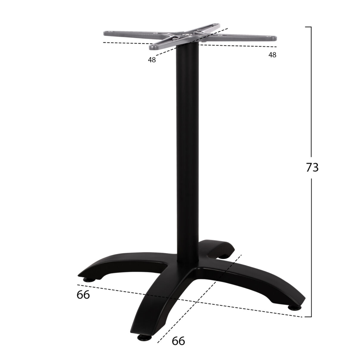ΒΑΣΗ ΑΛΟΥΜΙΝΙΟΥ LH10.460.01 ΜΑΥΡΟ ΜΑΤ 66Χ66Χ72Υεκ. ΜΕ ΣΤΑΥΡΟ 48Χ48εκ. - Image 2