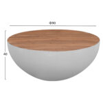 ΔΙΑΚΟΣΜΗΤΙΚΟ ΤΡΑΠΕΖΙ ΣΑΛΟΝΙΟΥ BOWL Φ90X40Yεκ. ΛΕΥΚΟ ΜΕ ΞΥΛΟ ΑΚΑΚΙΑΣ LH10.8717.03 - Image 2
