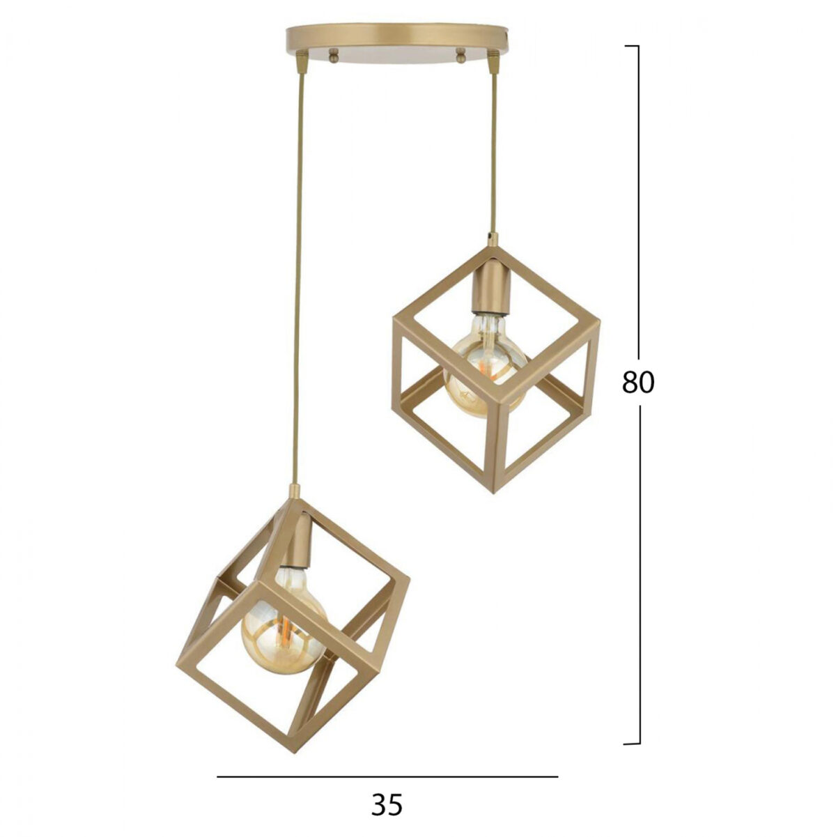 ΦΩΤΙΣΤΙΚΟ ΟΡΟΦΗΣ 2ΦΩΤΟ ΜΕΤΑΛΛΙΚΟ ΧΡΥΣΟ LH10.7420.02 35x80Υ εκ. - Image 2