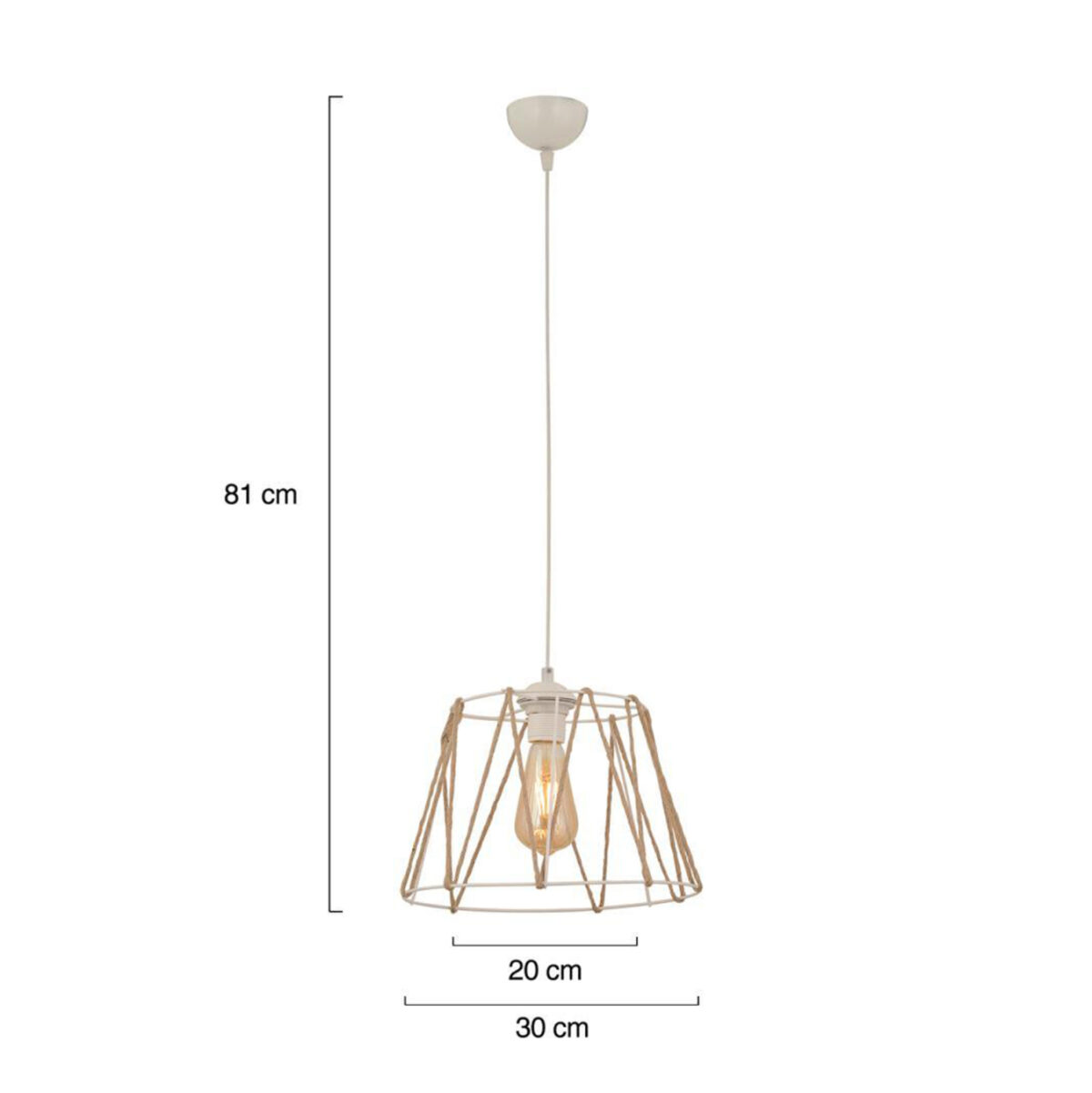 ΦΩΤΙΣΤΙΚΟ ΟΡΟΦΗΣ ΜΕΤΑΛΛΙΚΟ ΛΕΥΚΟ ΜΕ ΣΧΟΙΝΙ ΜΠΕΖ LH10.7566.03 Φ30x81Υ εκ. - Image 2