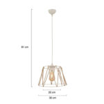 ΦΩΤΙΣΤΙΚΟ ΟΡΟΦΗΣ ΜΕΤΑΛΛΙΚΟ ΛΕΥΚΟ ΜΕ ΣΧΟΙΝΙ ΜΠΕΖ LH10.7566.03 Φ30x81Υ εκ. - Image 2