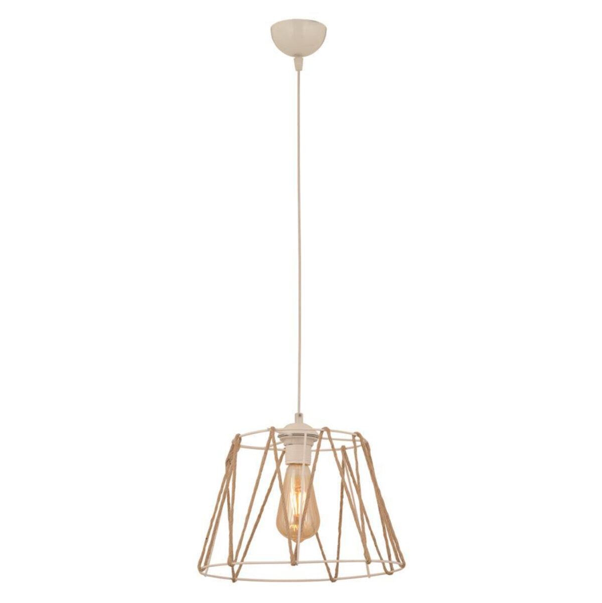 ΦΩΤΙΣΤΙΚΟ ΟΡΟΦΗΣ ΜΕΤΑΛΛΙΚΟ ΛΕΥΚΟ ΜΕ ΣΧΟΙΝΙ ΜΠΕΖ LH10.7566.03 Φ30x81Υ εκ. - Image 1