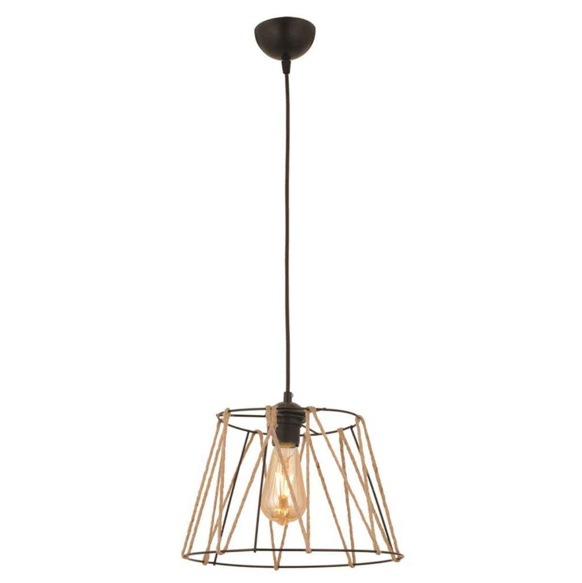 ΦΩΤΙΣΤΙΚΟ ΟΡΟΦΗΣ ΜΕΤΑΛΛΙΚΟ ΜΑΥΡΟ ΜΕ ΣΧΟΙΝΙ ΜΠΕΖ LH10.7566.01 Φ30x81Υ εκ. - Image 1