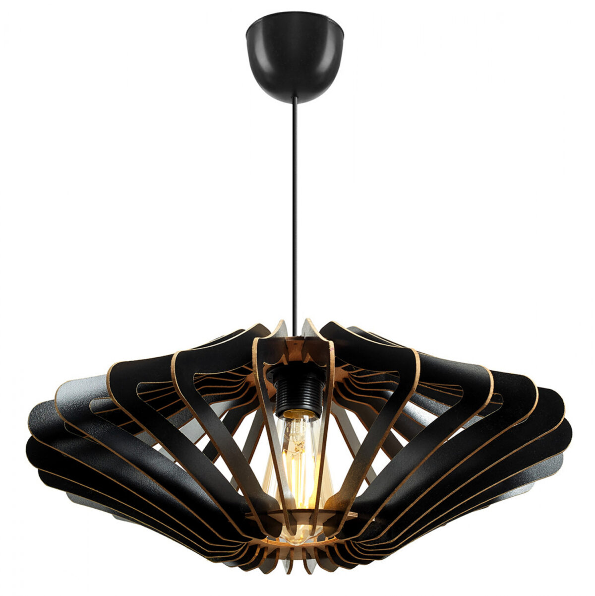 ΦΩΤΙΣΤΙΚΟ ΟΡΟΦΗΣ ΞΥΛΙΝΟ ΚΡΕΜΑΣΤΟ ΜΑΥΡΟ LH10.7351.03 Φ47x55Υ εκ. - Image 1