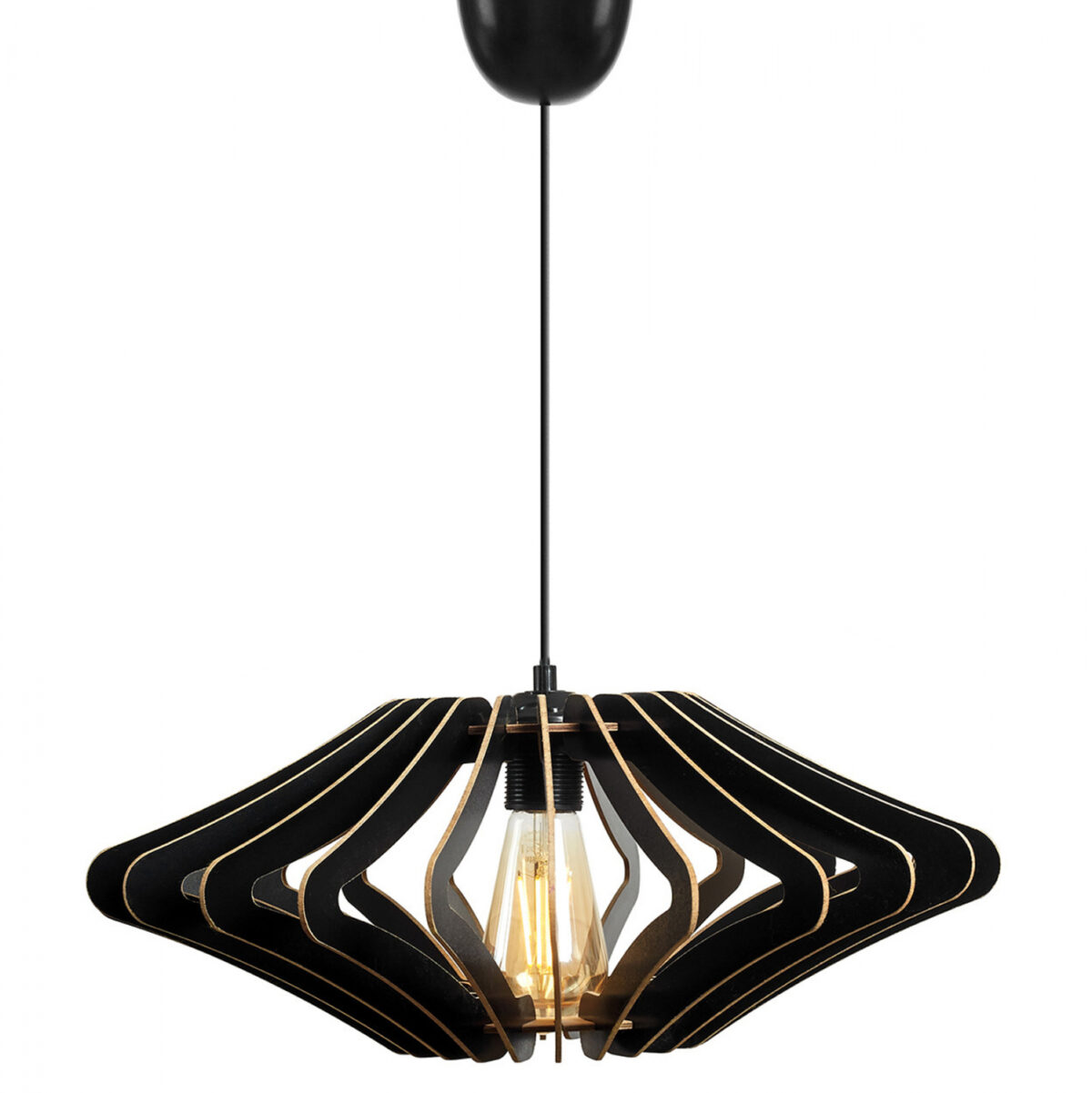 ΦΩΤΙΣΤΙΚΟ ΟΡΟΦΗΣ ΞΥΛΙΝΟ ΚΡΕΜΑΣΤΟ ΜΑΥΡΟ LH10.7351.03 Φ47x55Υ εκ. - Image 3