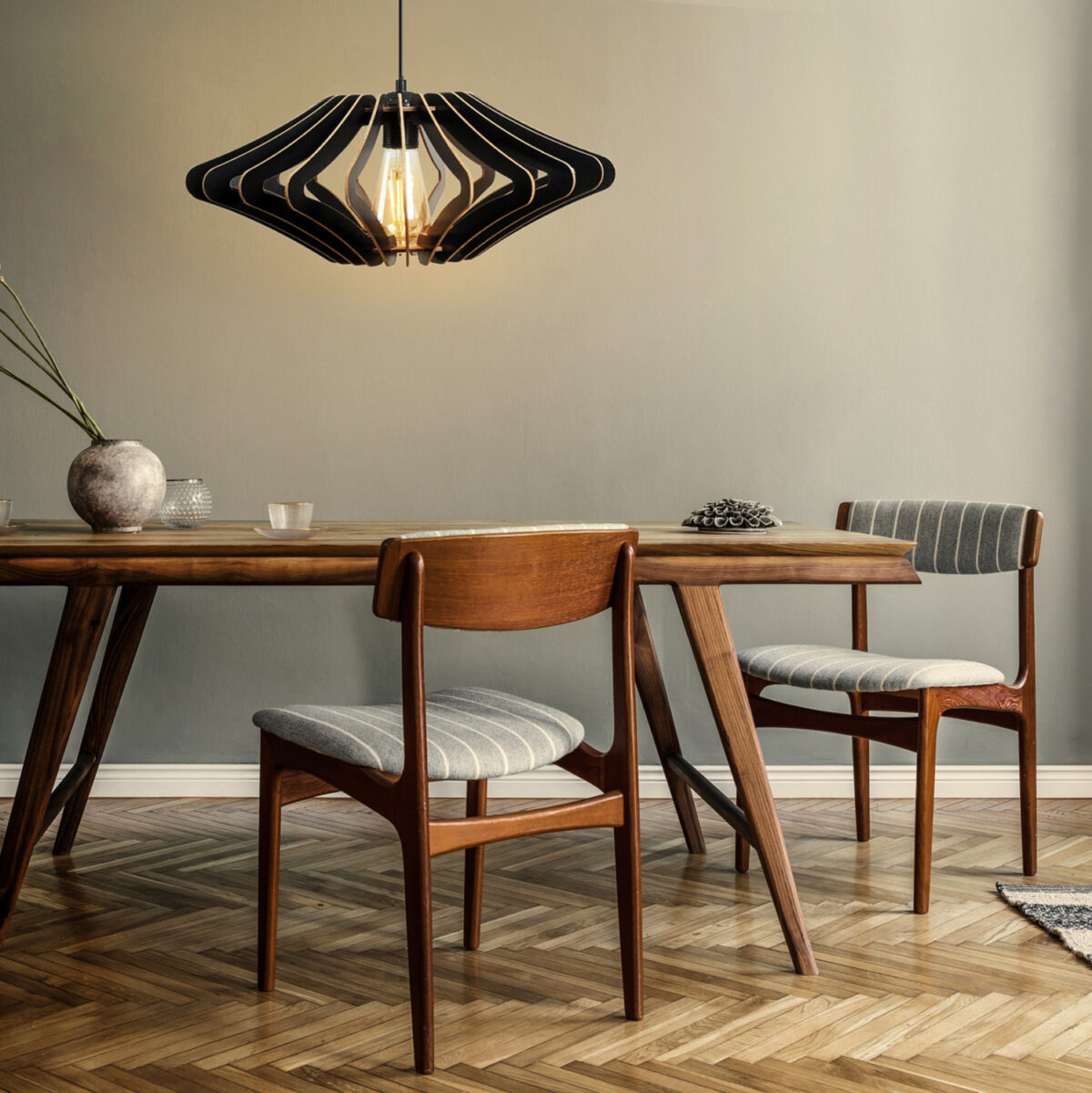 ΦΩΤΙΣΤΙΚΟ ΟΡΟΦΗΣ ΞΥΛΙΝΟ ΚΡΕΜΑΣΤΟ ΜΑΥΡΟ LH10.7351.03 Φ47x55Υ εκ. - Image 4