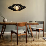 ΦΩΤΙΣΤΙΚΟ ΟΡΟΦΗΣ ΞΥΛΙΝΟ ΚΡΕΜΑΣΤΟ ΜΑΥΡΟ LH10.7351.03 Φ47x55Υ εκ. - Image 4