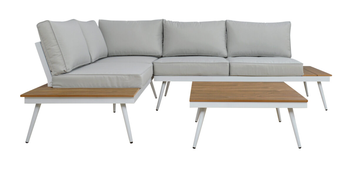 ΚΑΝΑΠΕΣ ΓΩΝΙΑ SABINE ΑΛΟΥΜΙΝΙΟΥ ΜΕ ΤΡΑΠΕΖΙ ΕΞ.ΧΩΡΟΥ ΛΕΥΚΟ LH10.5126.11 - Image 2