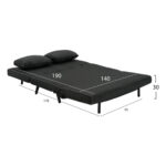 ΚΑΝΑΠΕΣ ΚΡΕΒΑΤΙ 2 ΑΤΟΜΩΝ ASMA LH10.3077.03 ΣΚΟΥΡΟ ΓΚΡΙ ΥΦΑΣΜΑ 140x80x77Yεκ. - Image 3