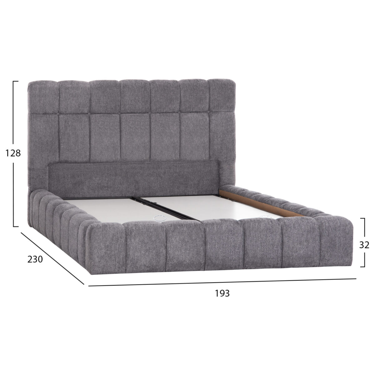 ΚΡΕΒΑΤΙ RAMON ΜΕ ΑΠΟΘ. ΧΩΡΟ LH10.720.22 ΥΦΑΣΜΑ TEDDY ΓΚΡΙ-ΓΙΑ ΣΤΡΩΜΑ 160x200εκ - Image 3