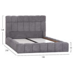 ΚΡΕΒΑΤΙ RAMON ΜΕ ΑΠΟΘ. ΧΩΡΟ LH10.720.22 ΥΦΑΣΜΑ TEDDY ΓΚΡΙ-ΓΙΑ ΣΤΡΩΜΑ 160x200εκ - Image 3