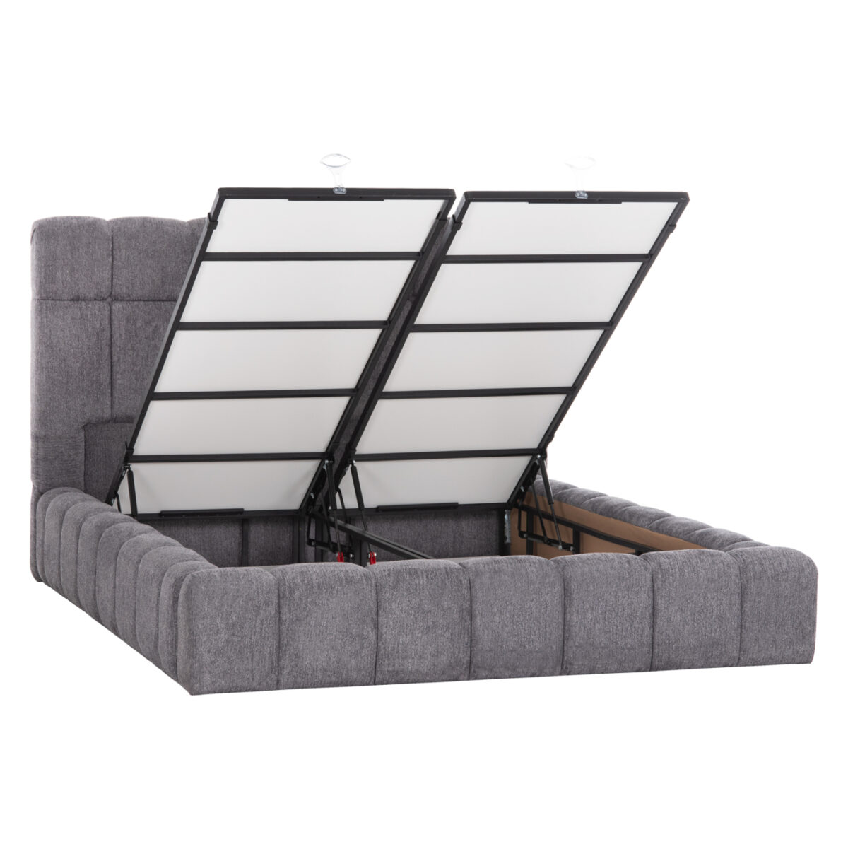 ΚΡΕΒΑΤΙ RAMON ΜΕ ΑΠΟΘ. ΧΩΡΟ LH10.720.22 ΥΦΑΣΜΑ TEDDY ΓΚΡΙ-ΓΙΑ ΣΤΡΩΜΑ 160x200εκ - Image 4