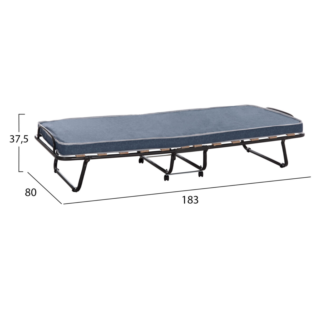 ΚΡΕΒΑΤΙ-ΡΑΝΤΖΟ ΙΤΑΛΙΑΣ SLADE LH10.604.03 ΜΕΤΑΛ. ΜΕ ΡΟΔΕΣ & ΣΤΡΩΜΑ 6,5εκ ΟΨΗ ΤΖΙΝ 80x183x37,5Yεκ - Image 2