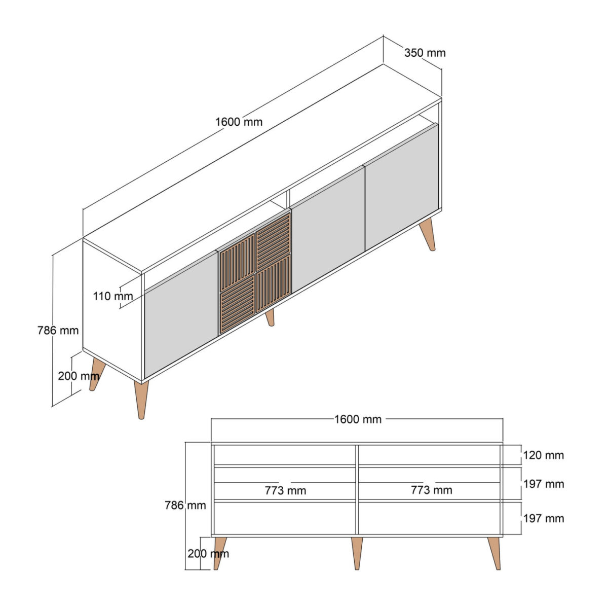 ΜΠΟΥΦΕΣ ΜΕΛΑΜΙΝΗΣ ΚΑΡΥΔΙ ΜΕ ΟΨΗ ΜΑΥΡΟΥ ΜΑΡΜΑΡΟΥ LH10.9506.02  160x35x78Υ εκ. - Image 2