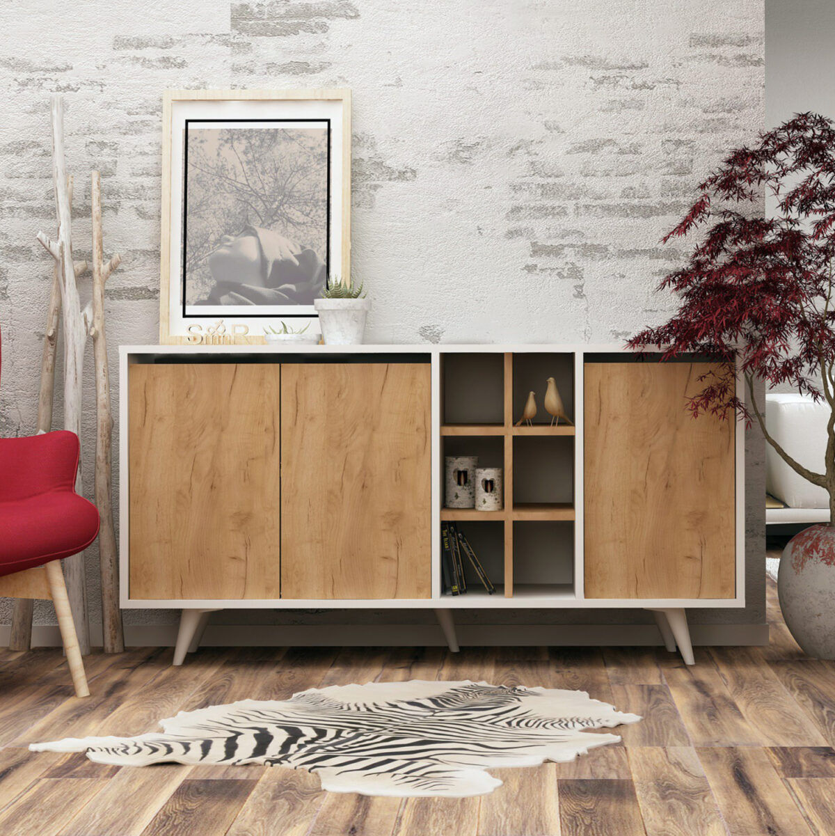 ΜΠΟΥΦΕΣ ΜΕΛΑΜΙΝΗΣ ΛΕΥΚΟΣ ΜΕ ΚΑΡΥΔΙ ΠΟΡΤΕΣ 140x40x86Yεκ.LH10.9432.01 - Image 4