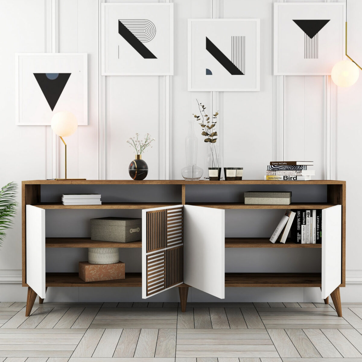 ΜΠΟΥΦΕΣ ΜΕΛΑΜΙΝΗΣ ΣΕ ΚΑΡΥΔΙ ΧΡΩΜΑ ΜΕ ΛΕΥΚΕΣ ΠΟΡΤΕΣ 180x35x78.6Υεκ.LH10.9431.02 - Image 5