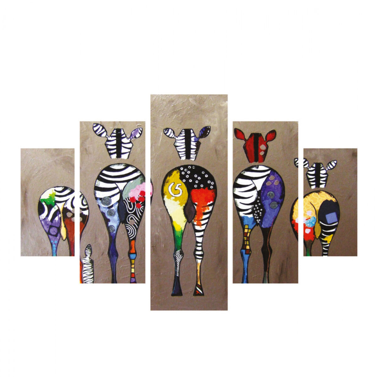 pinakas-pentaptycho-mdf-colorful-zebras- ΠΙΝΑΚΑΣ ΠΕΝΤΑΠΤΥΧΟ MDF COLORFUL ZEBRAS 82Χ56x3 LH10.7207.03 - Image 1