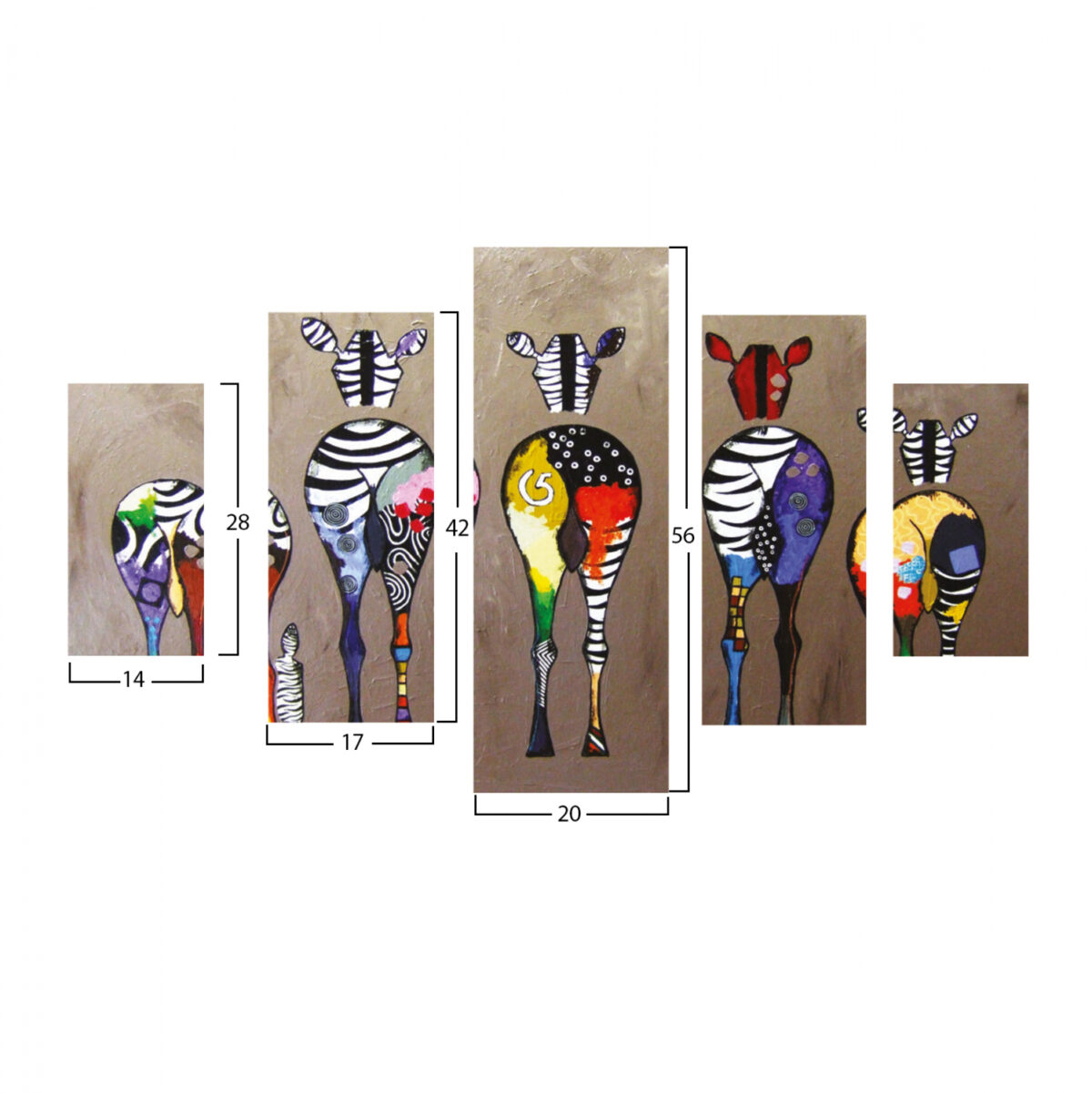 ΠΙΝΑΚΑΣ ΠΕΝΤΑΠΤΥΧΟ MDF COLORFUL ZEBRAS 82Χ56x3 LH10.7207.03 - Image 2
