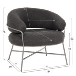 ΠΟΛΥΘΡΟΝΑ TRUDI LH10.8639.21 ΑΠΟ ΜΠΟΥΚΛΕ ΓΚΡΙ ΜΕ ΑΣΗΜΙ ΜΕΤΑΛΛΙΚΟ ΣΚΕΛΕΤΟ 84x79x76Υ εκ. - Image 2