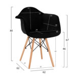 ΠΟΛΥΘΡΟΝΑ MIRTO LH10.8720.04 ΜΕ ΞΥΛΙΝΑ ΠΟΔΙΑ & ΒΕΛΟΥΔΟ ΜΑΥΡΟ 62x62x80Υ εκ. - Image 2