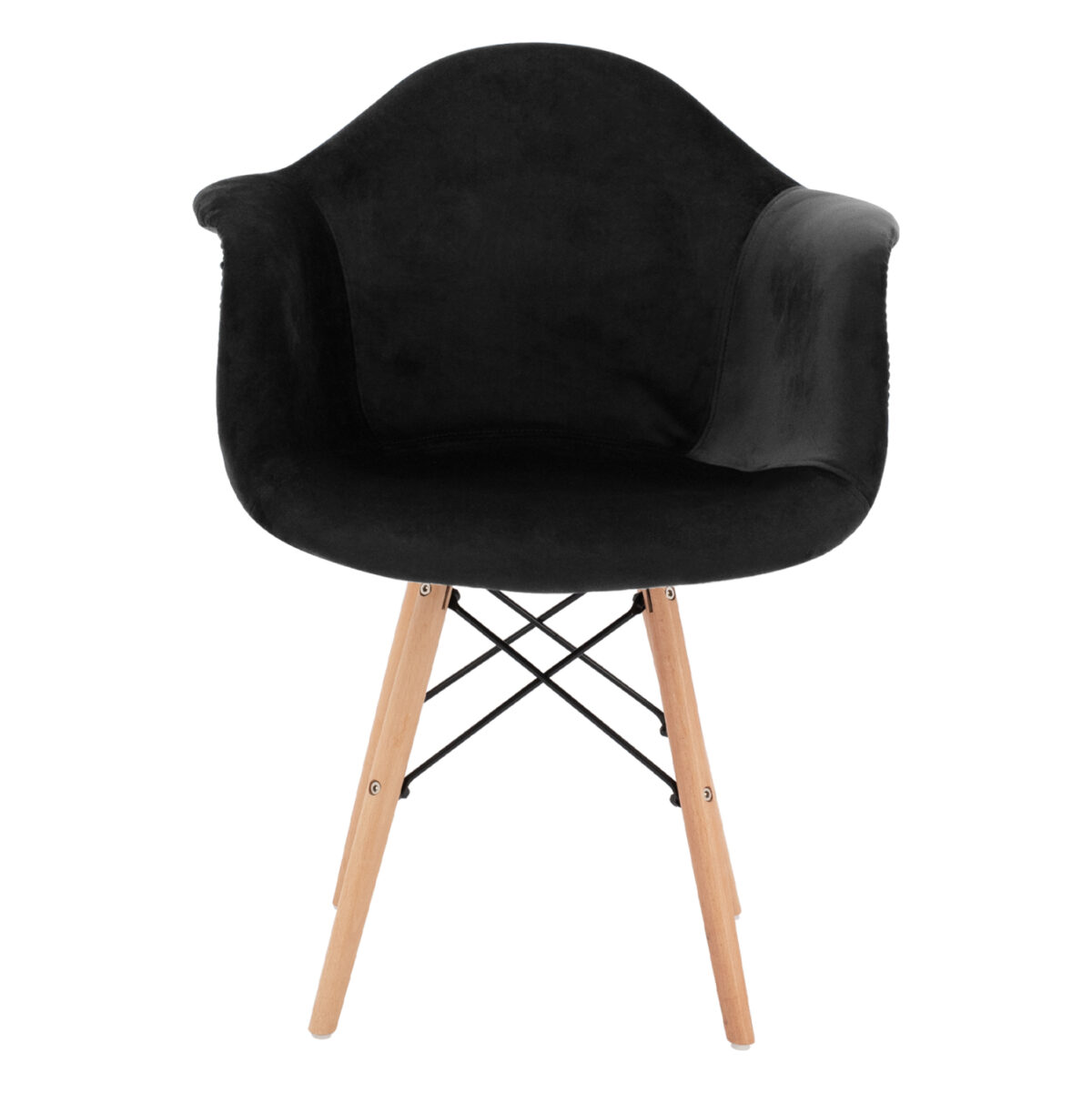 ΠΟΛΥΘΡΟΝΑ MIRTO LH10.8720.04 ΜΕ ΞΥΛΙΝΑ ΠΟΔΙΑ & ΒΕΛΟΥΔΟ ΜΑΥΡΟ 62x62x80Υ εκ. - Image 3