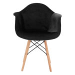 ΠΟΛΥΘΡΟΝΑ MIRTO LH10.8720.04 ΜΕ ΞΥΛΙΝΑ ΠΟΔΙΑ & ΒΕΛΟΥΔΟ ΜΑΥΡΟ 62x62x80Υ εκ. - Image 3