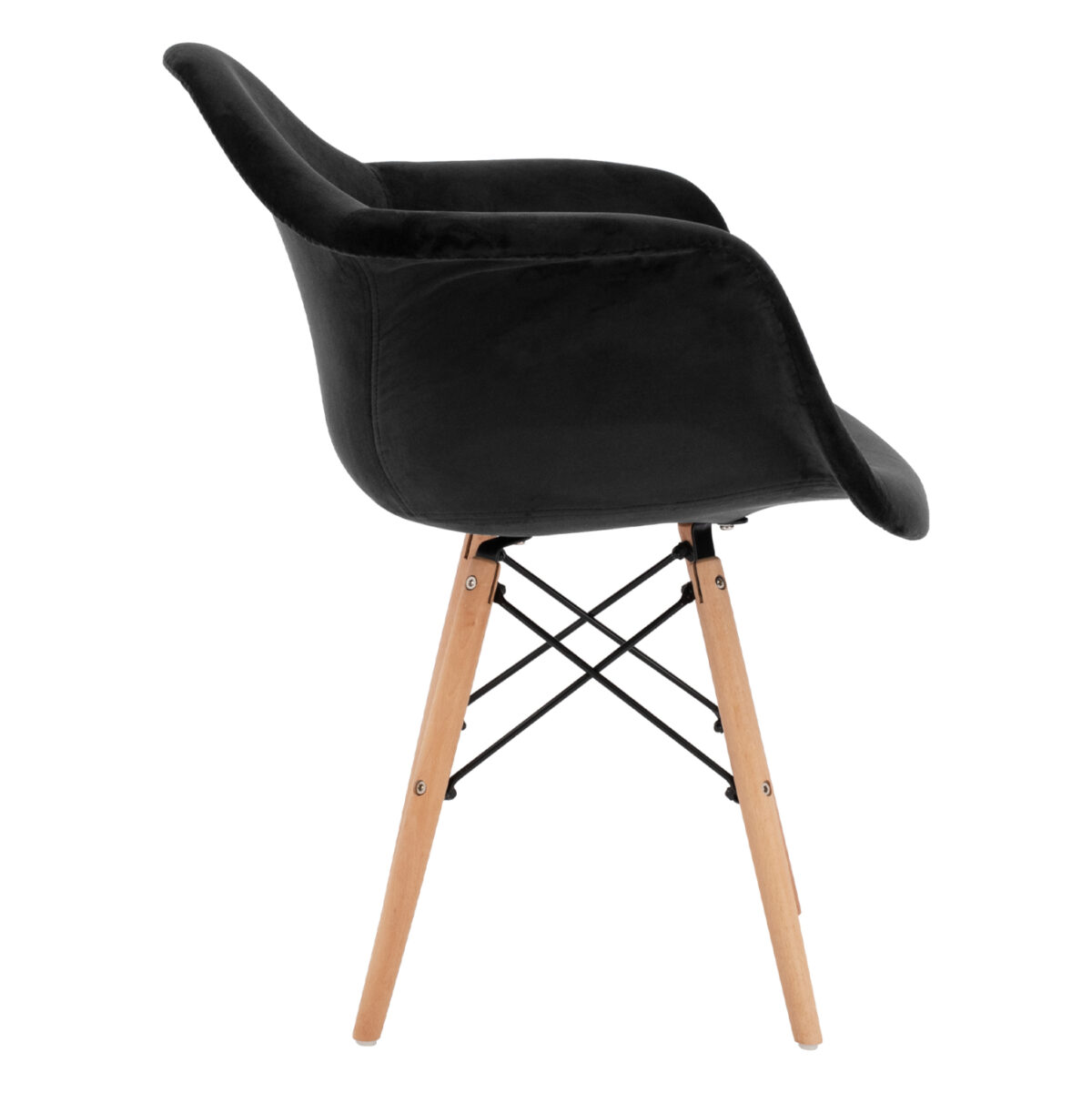 ΠΟΛΥΘΡΟΝΑ MIRTO LH10.8720.04 ΜΕ ΞΥΛΙΝΑ ΠΟΔΙΑ & ΒΕΛΟΥΔΟ ΜΑΥΡΟ 62x62x80Υ εκ. - Image 4