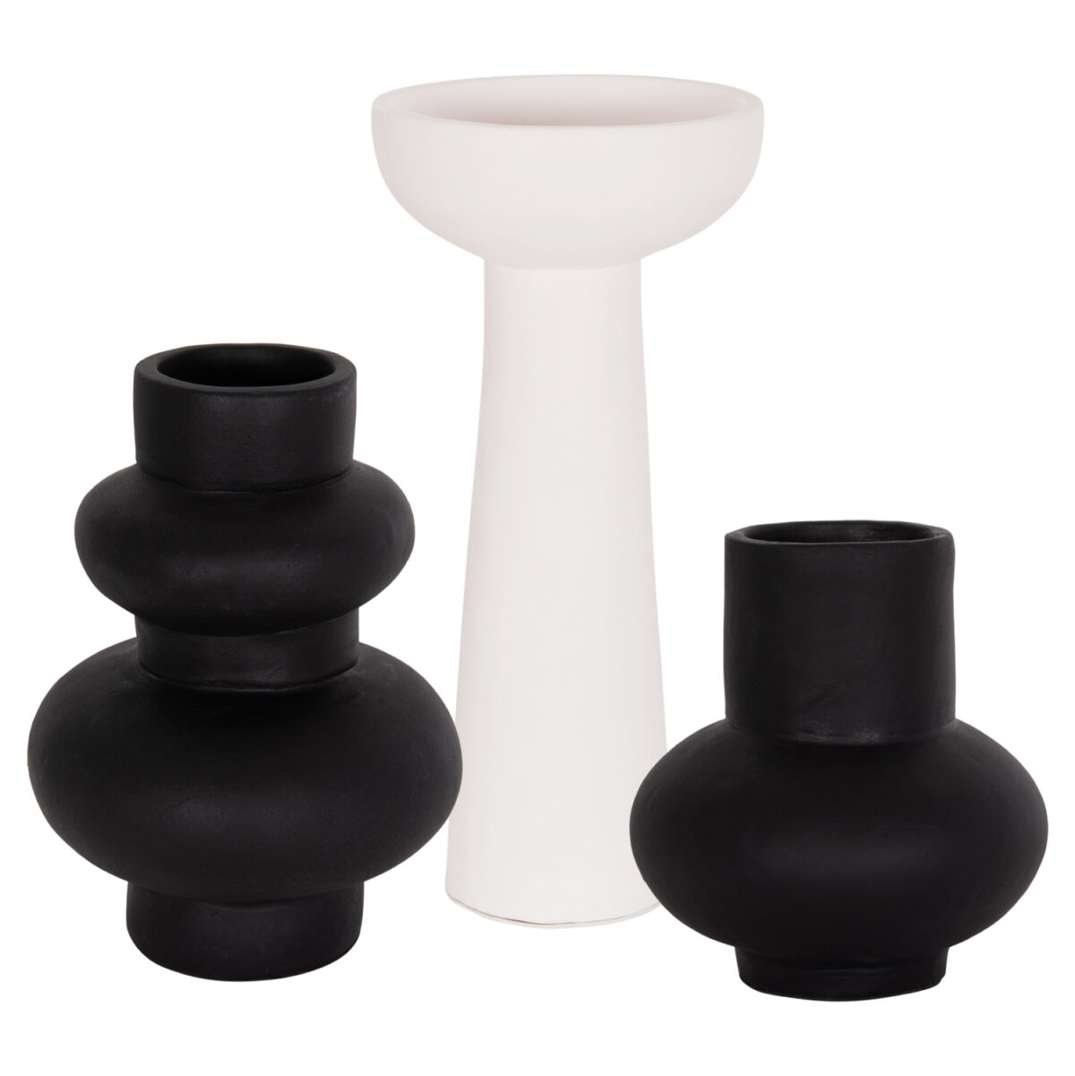 ΣΕΤ 3 ΕΠΙΤΡΑΠΕΖΙΑ ΔΙΑΚΟΣΜΗΤΙΚΑ ΒΑΖΑ LEKKAN LH10.21142.01 ΤΕΡΑΚΟΤΑ ΣΕ ΛΕΥΚΟ & ΜΑΥΡΟ - Image 1