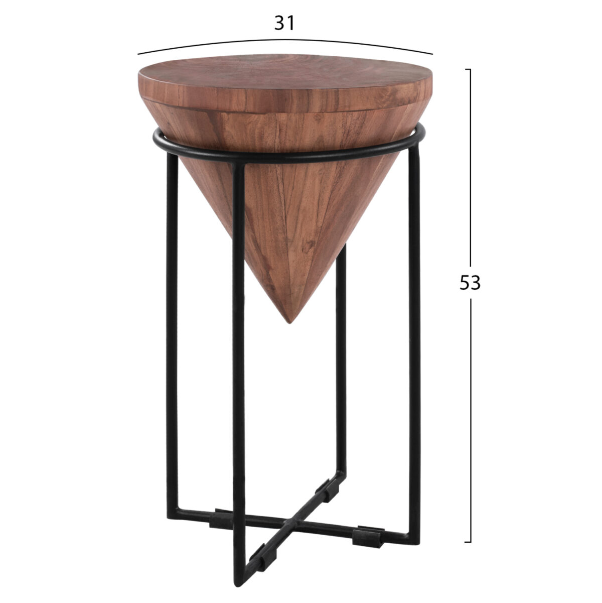 ΤΡΑΠΕΖΙ ΒΟΗΘΗΤΙΚΟ ZELIE LH10.8217.11 ΑΠΟ ΜΑΣΙΦ ΚΟΡΜΟ ΑΚΑΚΙΑΣ Φ31X53Υ εκ. - Image 2