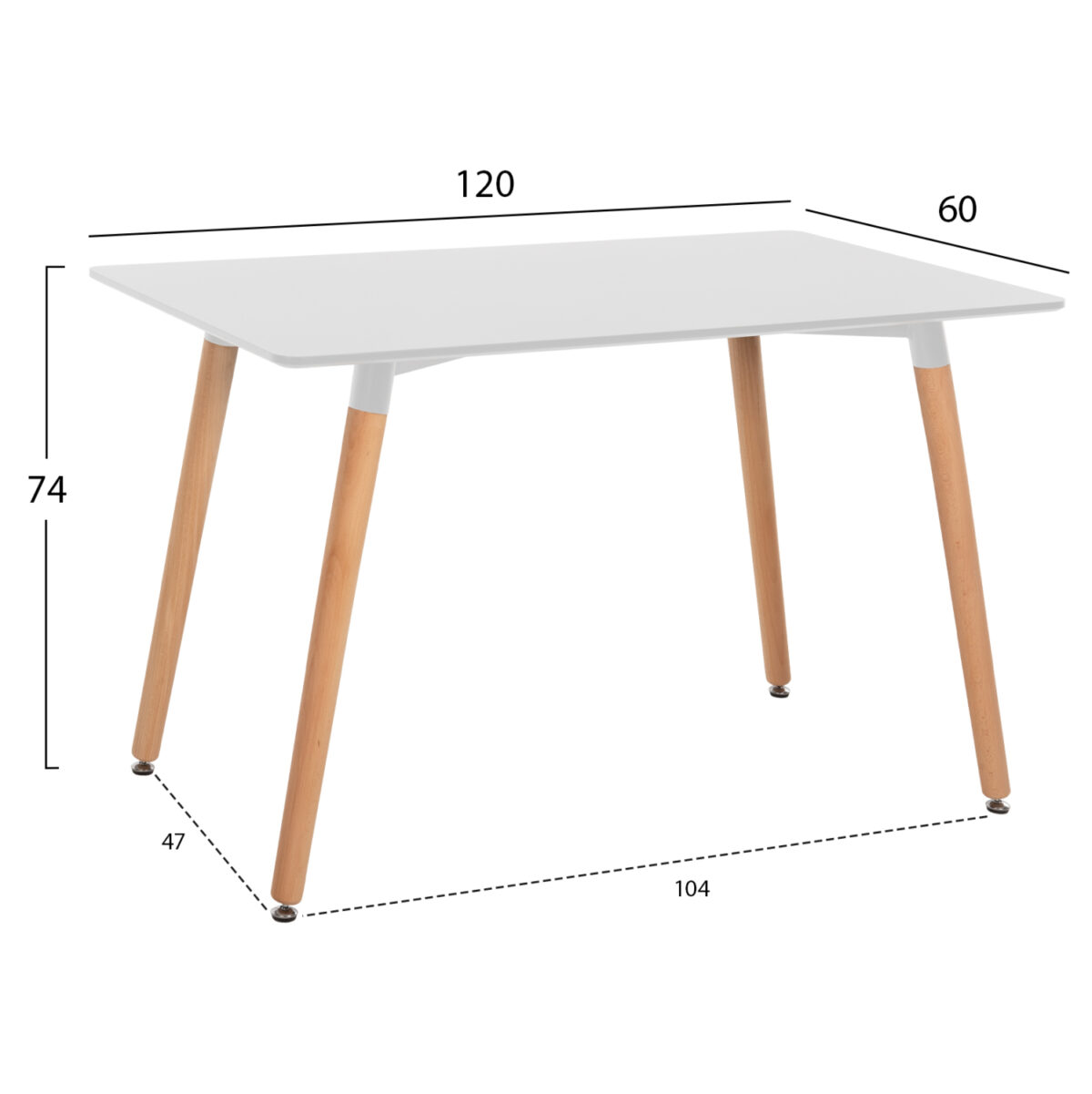 ΤΡΑΠΕΖΙ MINIMAL LH10.8581.01 ΛΕΥΚΟ MDF-ΠΟΔΙΑ ΟΞΙΑ ΣΕ ΦΥΣΙΚΟ ΧΡΩΜΑ- 120Χ60X74Υεκ. - Image 2